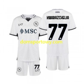 Koszulka SSC NAPOLI Khvicha Kvaratskhelia 77 Dziecięcy Wyjazdowe Koszulki Piłkarskie 2024-2025 Krótki Rękaw